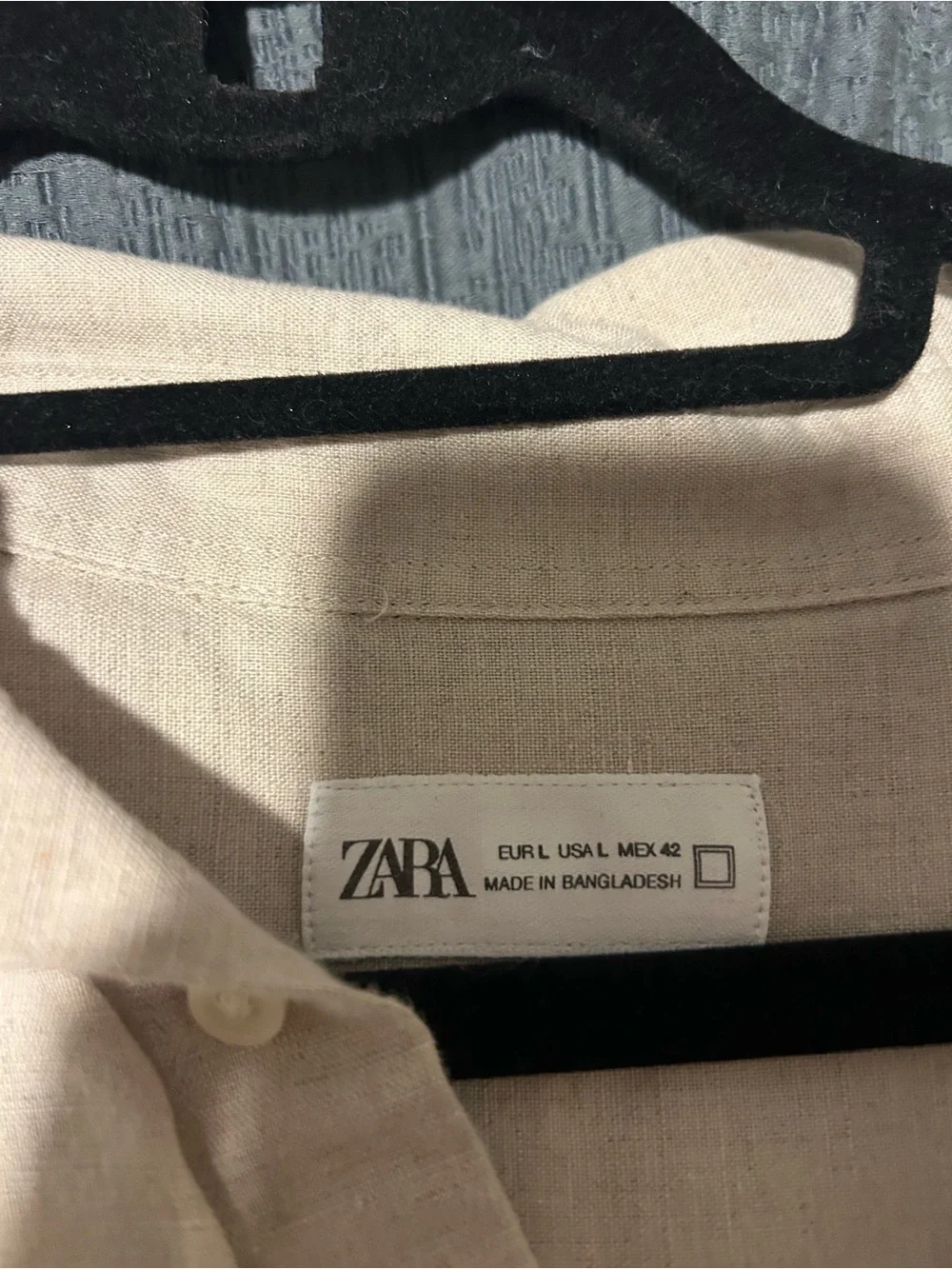 Zara Beige Button-Front Linen Shirt - Picture 3 of 3